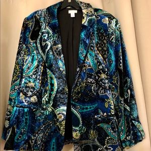 Turquoiae and Blue Mod Paisley Velvet Blazer